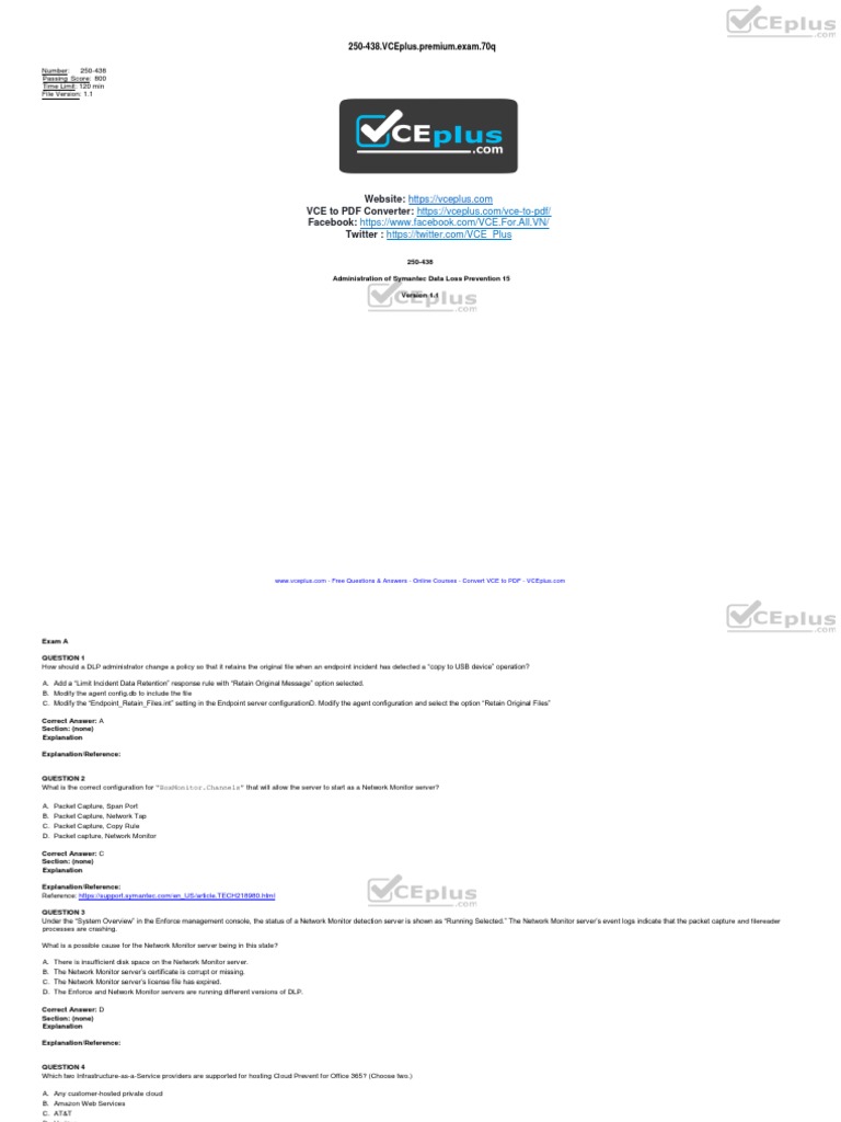 Symantec DLP 250-438 Exam Guide | PDF | Cloud Computing | Computer Network