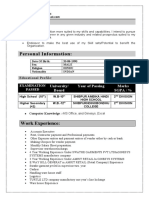 Objective:: University/ Board Year of Passing Marks Sgpa / %