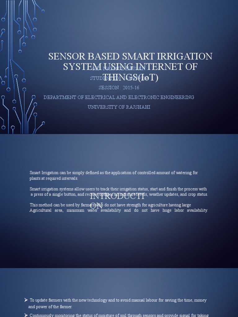 Sensor Based Smart Irrigation System Using IoT | PDF | Internet Of ...