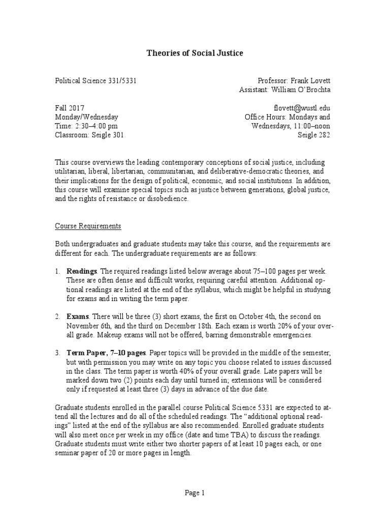 Social Justice Syllabus F17 1brijux PDF Justice Crime & Violence