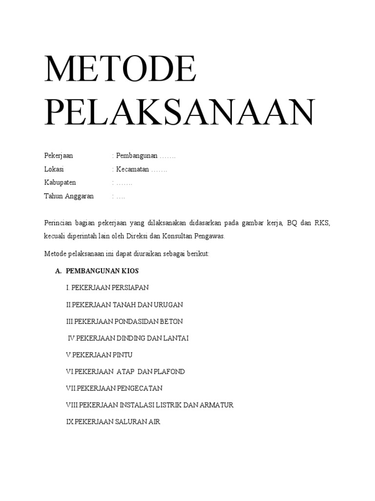 Metode Pelaksanaan Pekerjaan Konstruksi | PDF