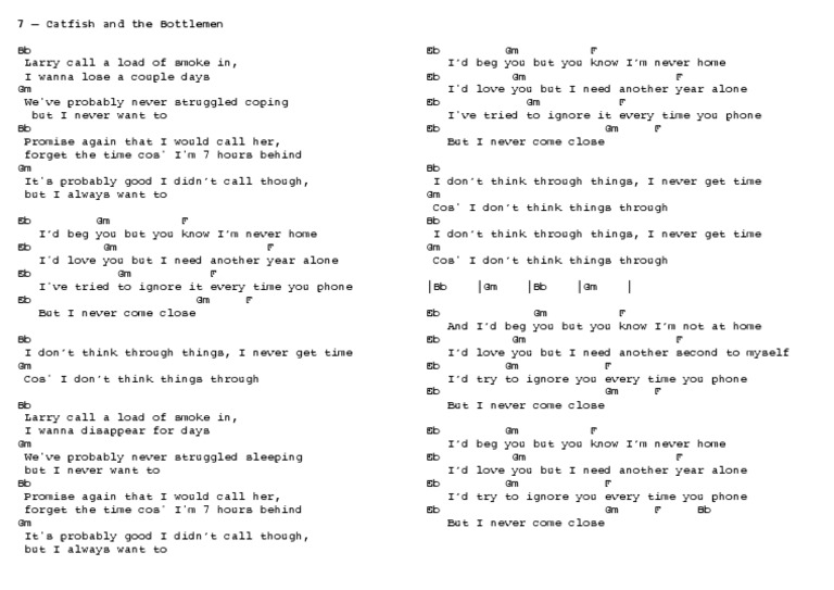 7 Catfish and The Bottlemen Chords Landscape PDF