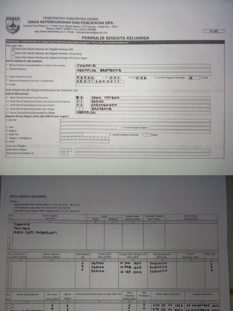 Formulir F101 | PDF