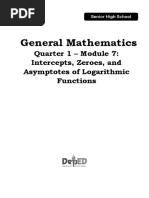 General Mathematics: Quarter 1 - Module 7: Intercepts, Zeroes, and Asymptotes of Logarithmic Functions