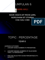 Percentage Yr 6