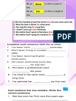 For Since Present Perfect and Past Simple