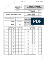 Monthly Course Performance Report: School of Electrical Engg