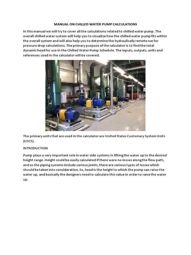 Manual On Chilled Water Pump Calculations | Download Free PDF | Pump ...