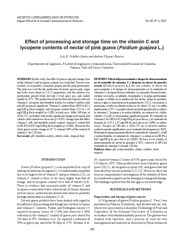 Effect of Processing and Storage Time On The Vitamin C and Lycopene