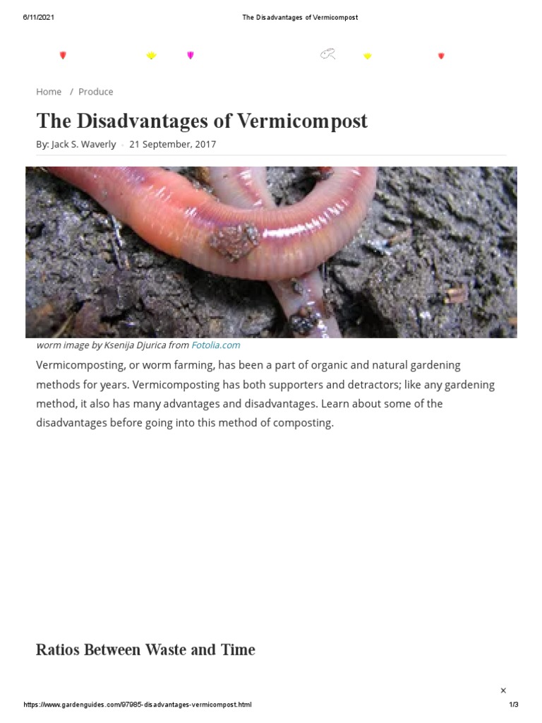 Disadvantages of Vermicomposting | PDF | Compost | Gardening