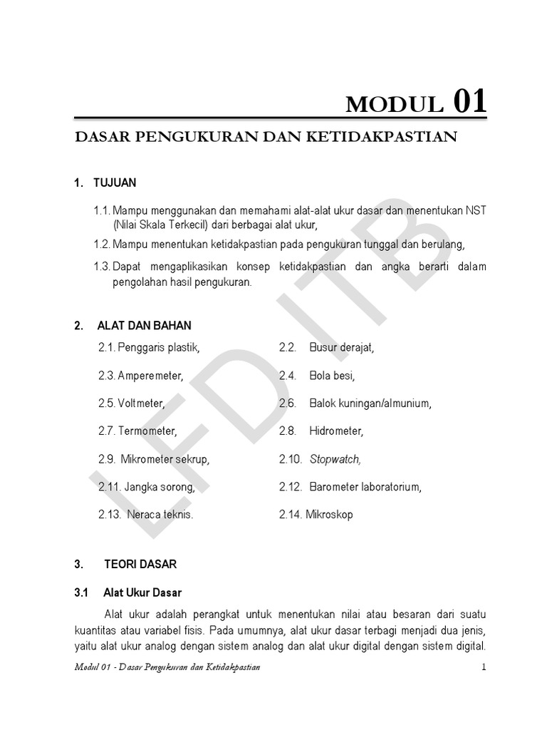 Modul 01 Dasar Pengukuran Dan Ketidakpastian - 26 Agustus 2021 | PDF ...