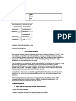 Reading Comprehension. 1 Eso Reading Comprehension. 1 Eso Read The Following Text. Read The Following Text. The Olympic Games The Olympic Games