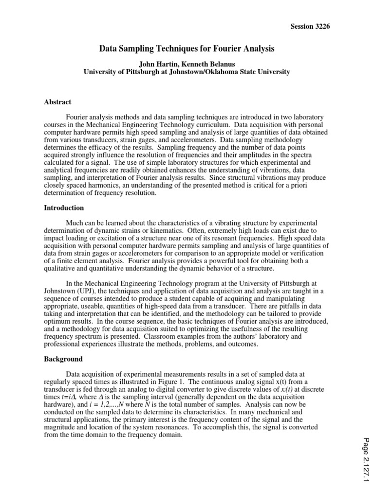 Data Sampling for Fourier Analysis | PDF | Spectral Density | Fast ...