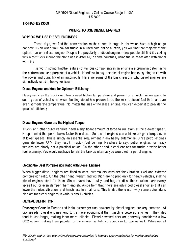Diesel Engines: Efficiency and Applications | PDF | Diesel Engine | Engines