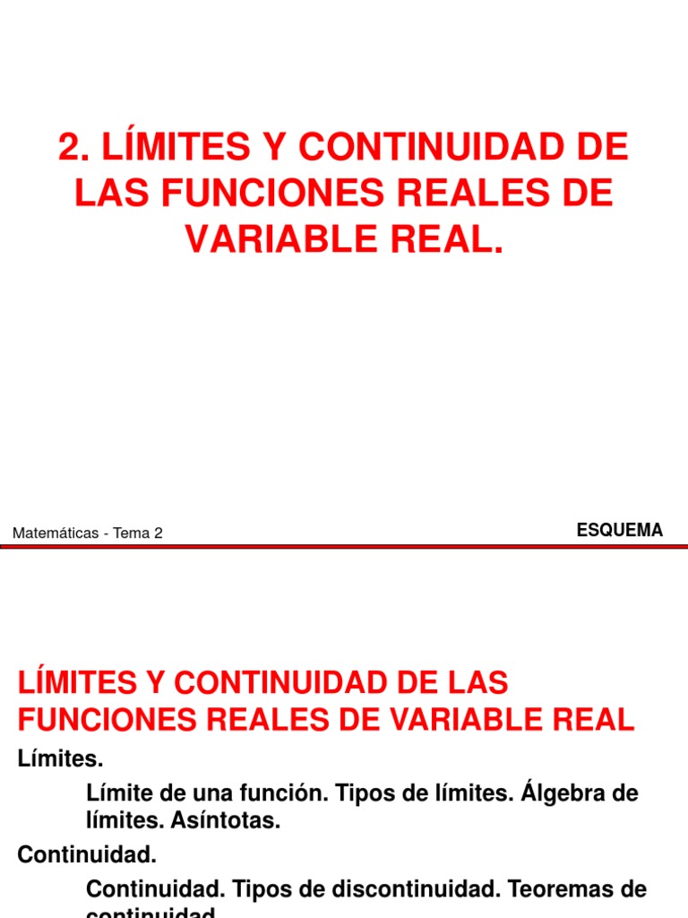 Límites Y Continuidad de Las Funciones Reales de Variable Real | PDF ...