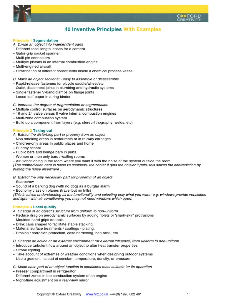 40 Inventive Principles With Examples | PDF | Ultrasound | Oxygen
