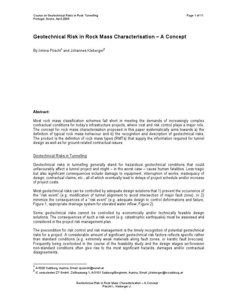 Geotechnical Risks in Rock Tunnelling | PDF | Geotechnical Engineering ...