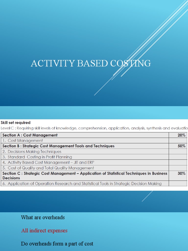 Activity Based Costing 1 | PDF | Business | Business Economics