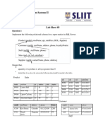 Database Management Systems II Lab Sheet 03