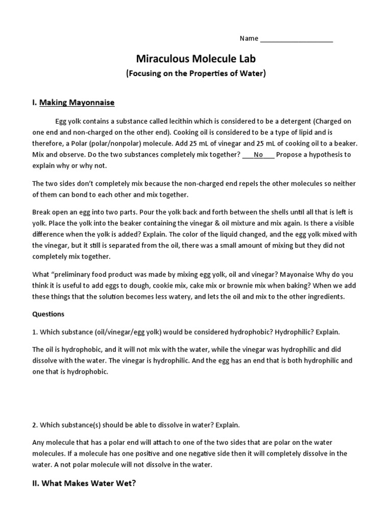 09 Properties of Water Lab PDF Ph Acid