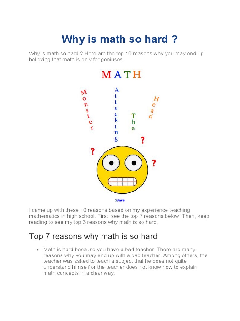 Top 7 reasons why math is so hard pdf teaching mathematics teachers
