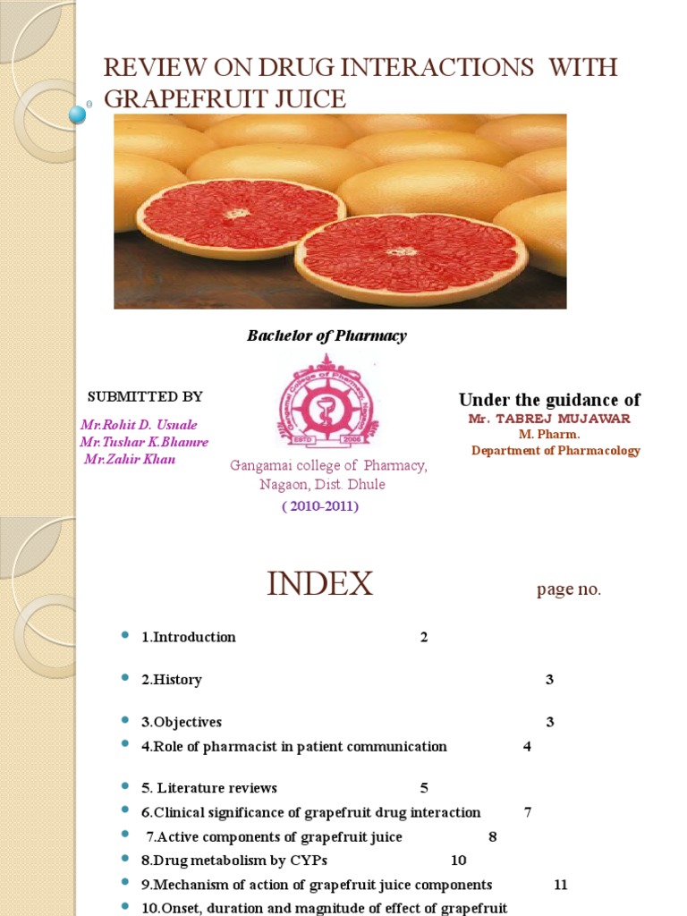 REVIEW ON DRUG INTERACTIONS WITH GRAPEFRUIT JUICE PDF Enzyme