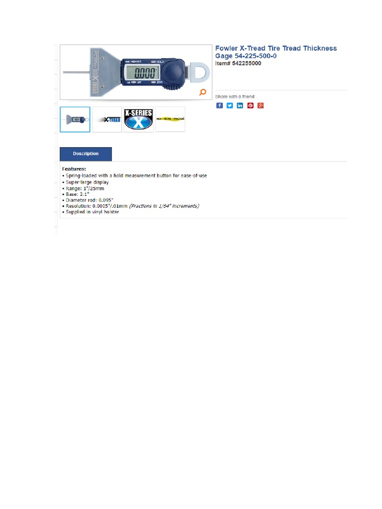 Ficha Tecnica Profundimetro Fowler X - Tread | PDF
