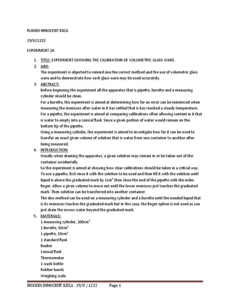 Lab Report Calibration PDF Metrology