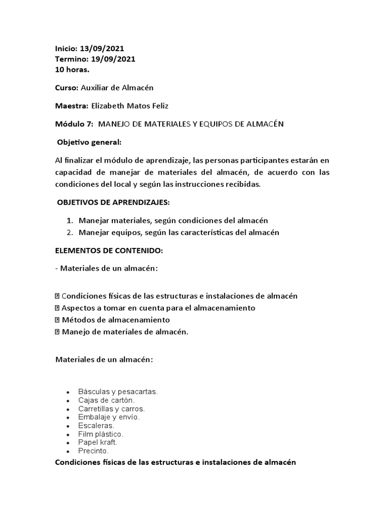 Manejo de Materiales y Equipos de Almacén | PDF | Máquina elevadora ...
