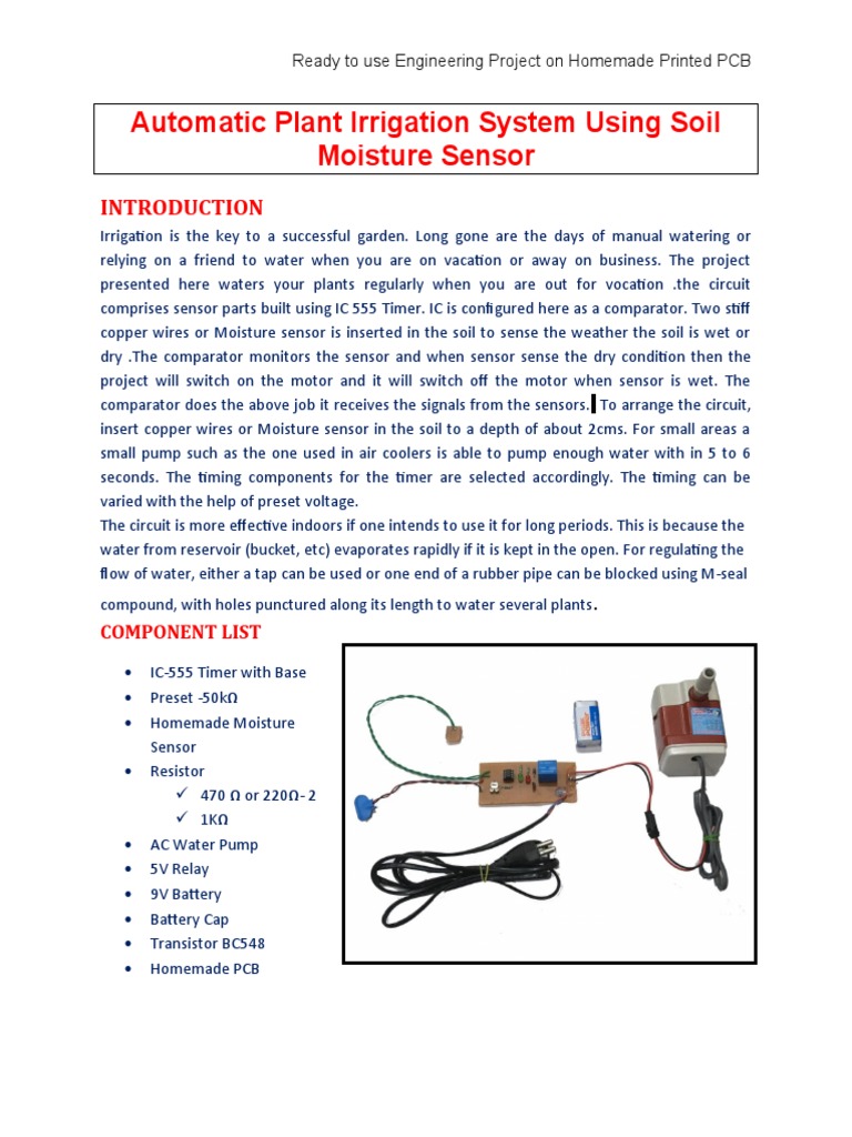 Automatic Plant Irrigation System Using Soil Moisture Sensor | PDF ...