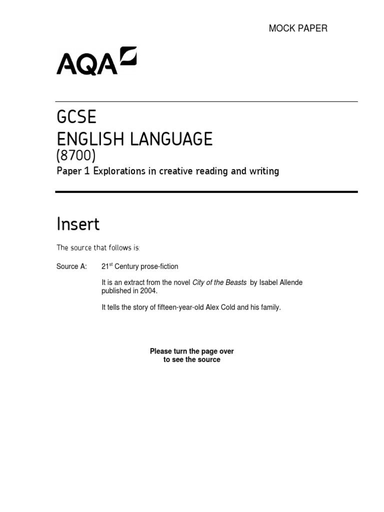 GCSE English Language Paper 1 Extract | PDF