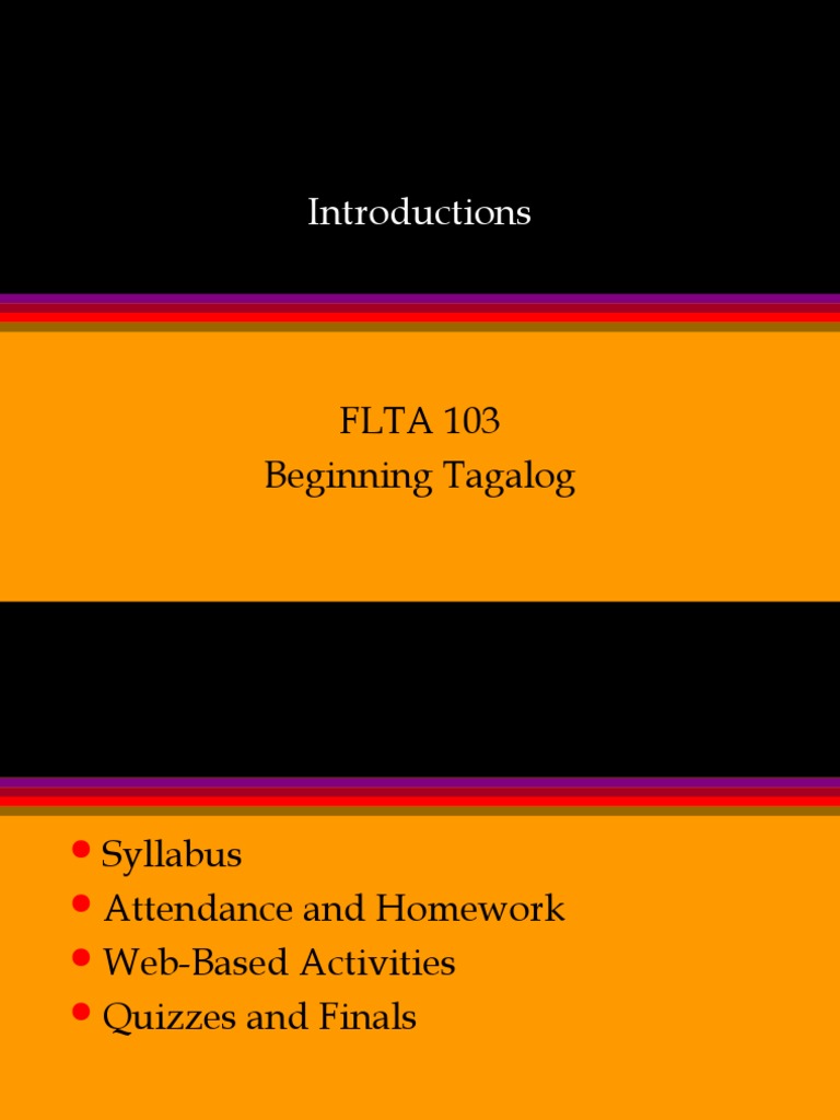 Tagalog Language Course Syllabus | PDF | Vocabulary | Language Acquisition