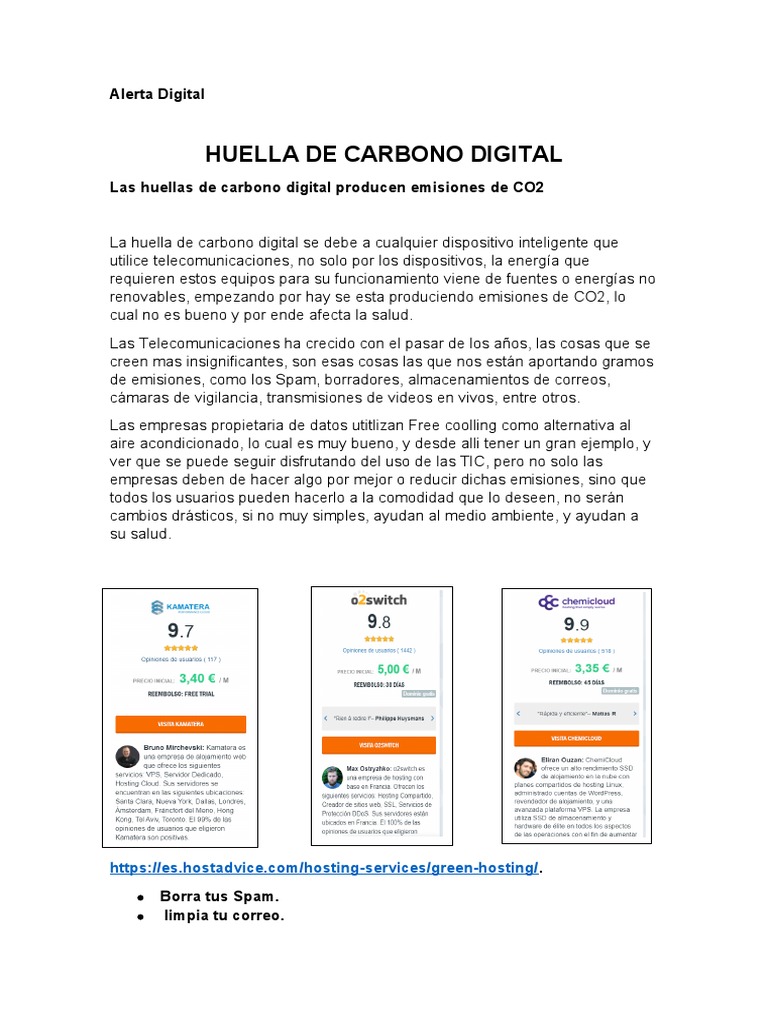 Reduce tu Huella de Carbono Digital | PDF