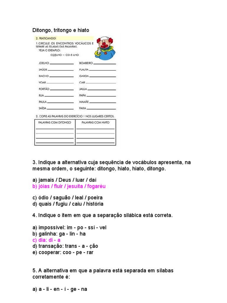 Ditongo Tritongo Hiato | PDF