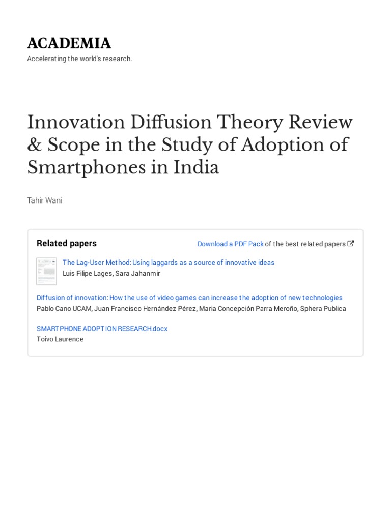 Innovation Diffusion Theory Review & Scope in The Study of Adoption of ...