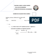 Examen de aplazados físico química UNI Daniel Alcides Carrión