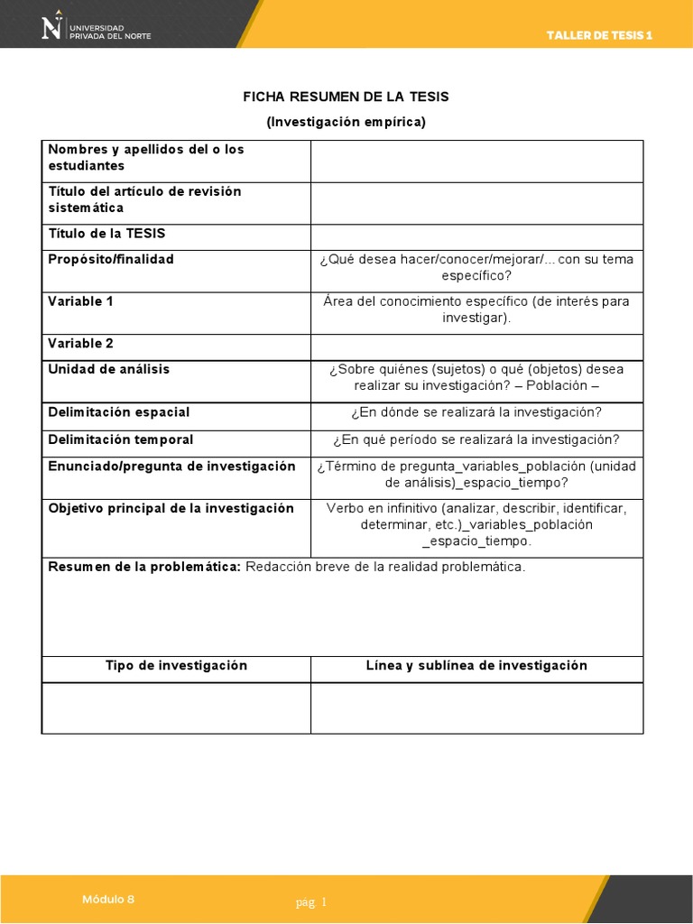 Ficha Resumen para Tesis de Investigación | PDF | Ciencia y matemáticas