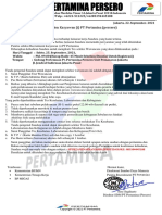 Surat Panggilan Test Calon Karyawan (I) PT Pertamina (Persero)