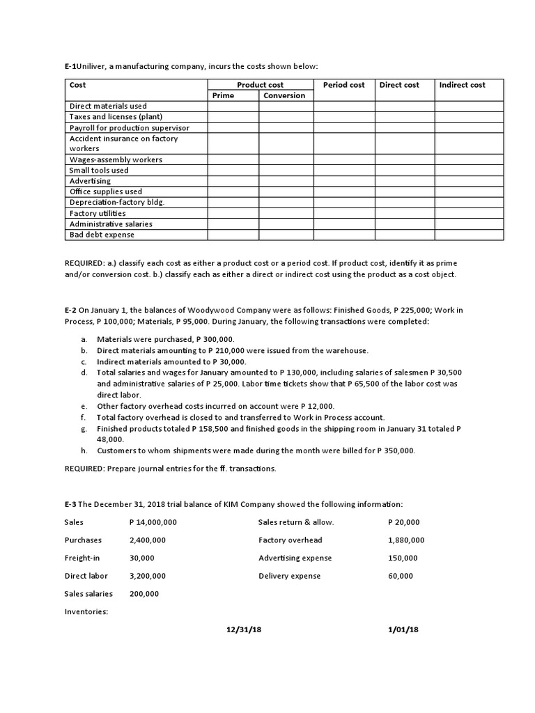 Cost Classification and Journal Entries Guide | PDF | Cost Of Goods ...