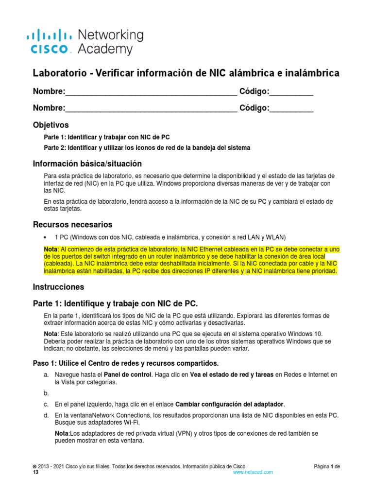Verificación de NIC en Windows 10 | PDF | Controlador de interfaz de ...