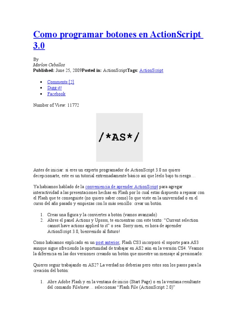 Botones en ActionScript 3.0 | PDF | Script de acción | Programación de ...