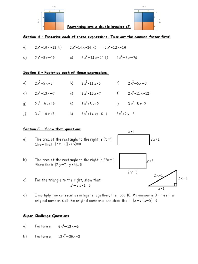 4) Factorising Into A Double Bracket PDF Factorization Mathematics