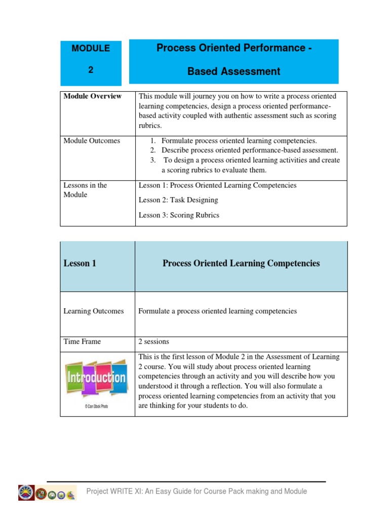 Process Oriented Performance - Based Assessment: Module Overview | PDF ...