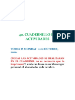 4O. Cuadernillo de Actividades: Today Is Monday 12 Octubre, 2020