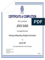 Certificate of Completion for Workplace Communication