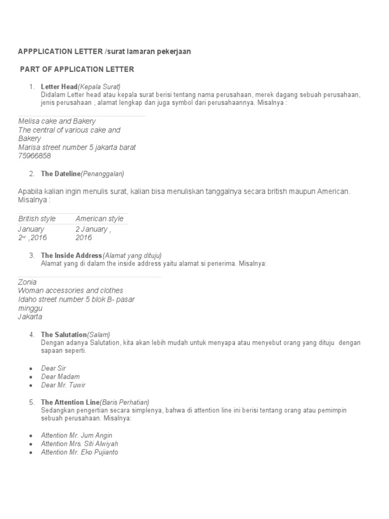 APPPLICATION LETTER Bhs - Inggris | PDF