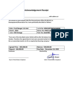 Receipt for Downpayment on 2014 Ford Ranger