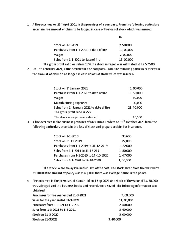 Fire Loss Claim Calculation Guide | PDF | Stocks | Insurance