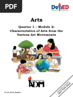 Quarter 1 - Module 2: Characteristics of Arts From The Various Art Movements