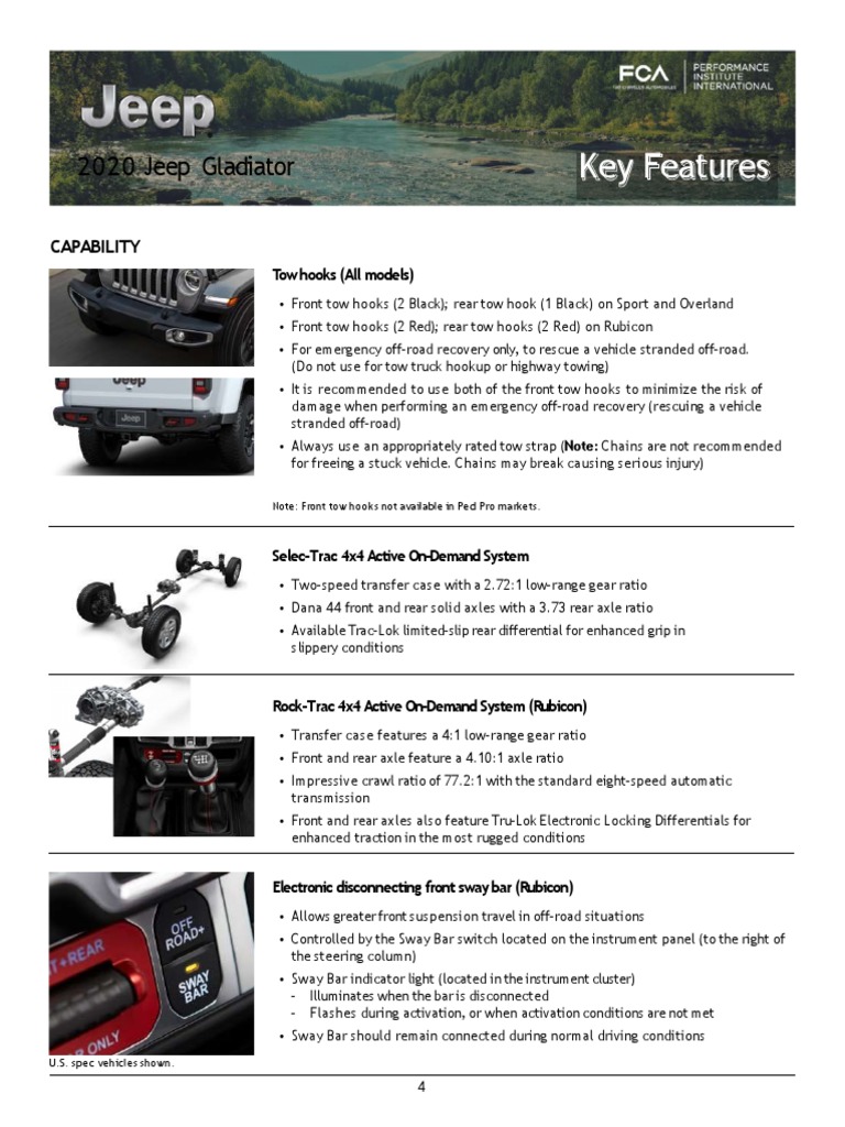 Key Features 2020 Jeep Gladiator PDF Off Roading Automotive Industry